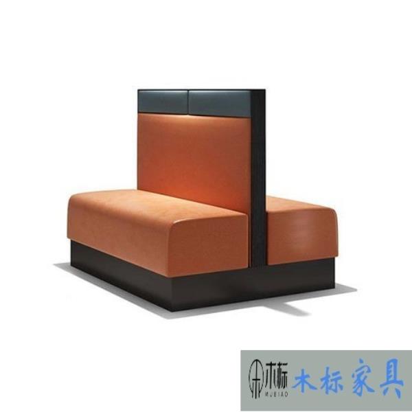 五金加木质皮面茶餐厅卡座沙发